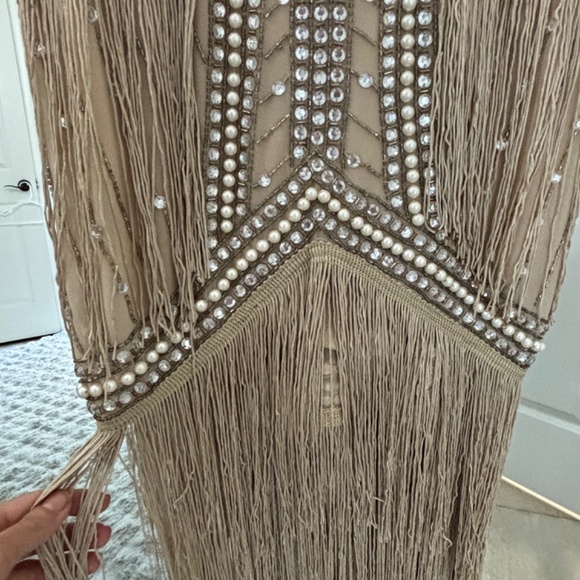 ASOS DESIGN embellished high neck maxi dress with fringe hem - Picture 8 of 11